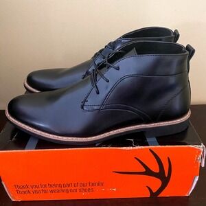 Deer Stags Mens Williamsburg Chukka Boots Black Plain Toe Lace Up Dress Shoes